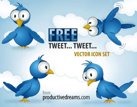 Icone vectorielle Twitter oiseau bleu