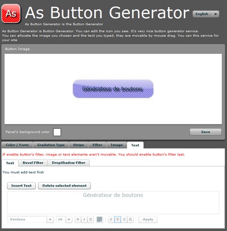 Générateur de bouton sur internet jirox.net Asbuttongen As button gen